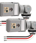 Two Pack Photocell Sensor For Outdoor Lighting, 120V AC, 50/60 Hz, IP54 Waterproof, gray photoelectric switches with wiring