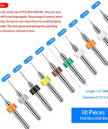 10 mixed size PCB mini drill bits from 36 Piece Hand Drill Set With Pin Vise And 25 Micro Twist Drill Bits Plus 10 PCB Mini Bits For Jewelry Resin Polymer Clay Crafts DIY Projects A Handy Drill Kit For Precise Small Holes