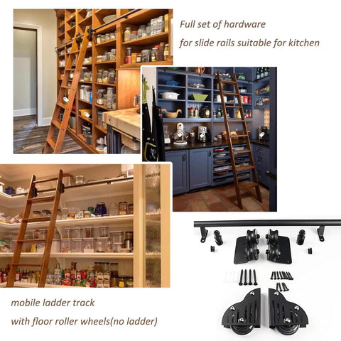 13 Foot Sliding Barn Door Hardware Kit With Rolling Ladder Track System No Ladder Round Tube Wheels And Extension Rail