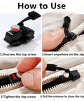 Zipper Repair Kit 9 Piece Black Zip Pullers For Coats Jackets Luggage And Backpacks Easy Install Quick Fix Zip Slider Replacement Heads