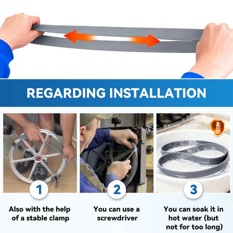 Installation steps for Urethane Bandsaw Tire T23071 Direct Replacement for 17 Inch G0513 Series Bandsaws Pair