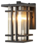 Retro Outdoor Wall Light With Clear Seeded Glass Shade In Black Finish, IP65 Waterproof Exterior Wall Lantern, E26 Porch Light Fixture