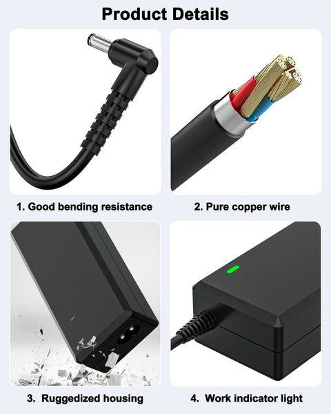 Close-up of 12V Power Cord For Wahoo Kickr Core And WF123 Trainer Universal 110V 240V AC Power Supply Replacement Adapter showing cable details and durability features.