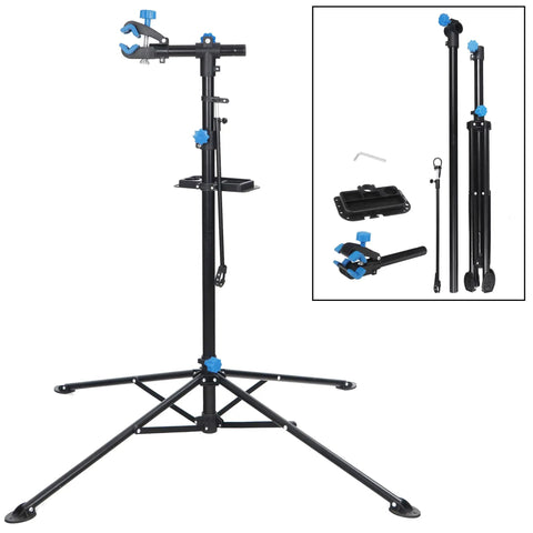 Portable Adjustable Bike Repair Stand For Home Mechanics 42.5 To 74 Inch Telescoping Steel Work Stand With 360 Degree Clamp