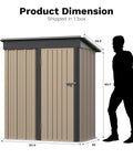 Outdoor Storage Shed 5x3 Ft Metal Tool Shed With Door And Lock For Patio Garden Backyard Brown Sturdy Metal Construction