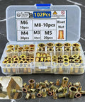 102Piece Rivet Nut Kit Bundle for Home DIY Projects with SAE and Metric Flat Head Rivet Nuts M3 to 5/16-18 in plastic case