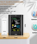 Front view of a Wireless Indoor Outdoor Weather Station With Thermometer And Humidity Monitor, black, with range sensor