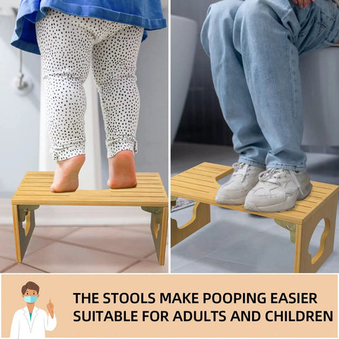 Foldable Bamboo Poop Stool For Grown Ups With Anti Slip Surface Squat Style Toilet Stool To Relax Pelvic Floor