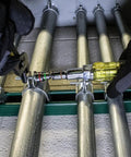 Using Magnetic 7 In 1 Nut Driver With Cushy Grip One Hand Drive on pipes; visible seven sizes, strong magnets holding bolts.