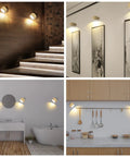 Wall Sconce LED Battery Powered Light With Rechargeable 360 Degree Rotating Magnetic Ball installed in various rooms.