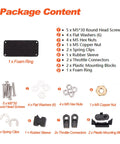Beefed Up Outboard Engine Remote Control Box components - screws, washers, nut, clips, connectors, mounting blocks, foam ring.