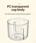 PC transparent cup body of USB Rechargeable Mini Food Processor 320ML With 6 Stainless Blades Electric Garlic Chopper.