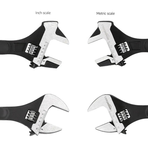 Two Piece Built Tough Heavy Duty Adjustable Wrench Set With 12 Inch Spud Wrench And 16 Inch Reversible Jaw Spud Wrench Black Finish