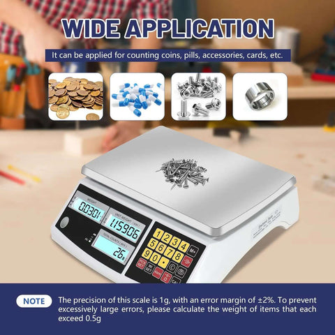 Coin And Parts Counting Scale With Alarm For Coins And Small Parts, Heavy Duty Pro Grade Electronic Gram Scale With Tare And Sample Count