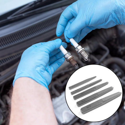 Mechanic using 5 Piece Bolt Extractor Set For Damaged Screws And Broken Bolts, Straight Fluted Square Type Screw Extractors