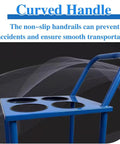 Heavy Duty Cylinder Rack Cart With Four Durable Wheels For Safe Storage And Easy Transport Of Gas Tanks Propane Cylinders And Industrial Equipment Blue 67x42x40cm, curved handle