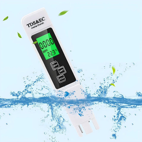 4 In 1 TDS Meter Digital Water Tester With TDS EC And Temp Measurement for water quality, bright display showing readings