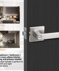 Long Plate Black Door Lever For Bedroom Reversible Interior Door Hardware With Adjustable Backset visible on a door