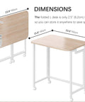 23.6 Inch Mobile Rolling Computer Desk With Wheels Folding Laptop Cart Table for small spaces, shown folded and unfolded with dimensions.