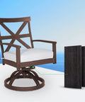 Heavy Duty Patio Chair Spring Plate Replacement Kit For Universal Swivel Rockers With Fiberglass Base Pads Easy Yard Fix Solid No Sweat Rebuild Restoration Hardware Pack Four Piece Set, showcasing a brown swivel rocker.
