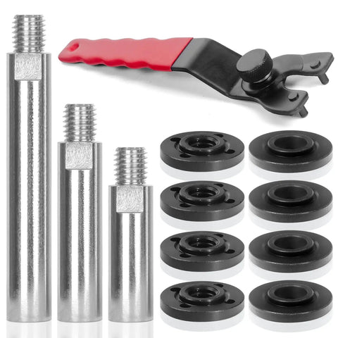 Universal Angle Grinder Attachments Kit With 5/8-11 Extension Rods Flange Nuts Clamping Blocks And Adjustable Spanner Wrench