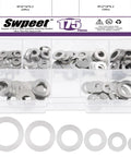 304 Stainless Steel Flat Washer Set, 175 Piece Assortment in 6 Sizes M4 M5 M6 M8 M10 M12, in storage box