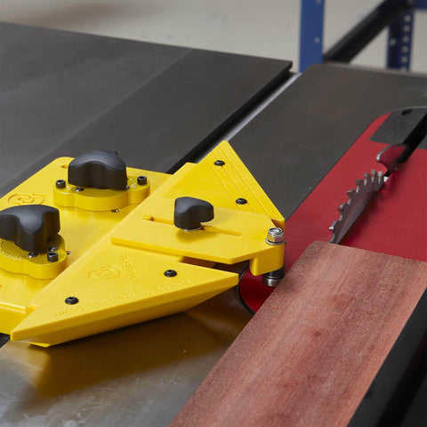 Ultimate Thin Stock Jig Rip Guide Attachment For Magnetic Workholding Systems Go To Three In One Tool installed on table saw