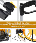 Close-up of WALFRONT Measuring Wheel Wheel Measurement Roller, Foldable Handle showing thickened, anti-slip wheel and durable grip.
