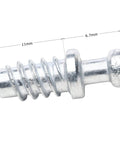 Twenty Pack Heavy Duty Zinc Screw In Dowel Furniture Connectors Quick Fit Extended Head Cam Lock Screws shown with dimensions 11mm by 6.7mm.
