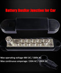 Beefy Heavy Duty Quarter Inch Stud Power Distribution Block Bus Bar With Cover For Car Audio Boat Solar 150 Amp 12V Marine Battery Distribution Block Includes 12 Stainless Terminal Screws And Heat Resistant ABS Base, covered bus bar