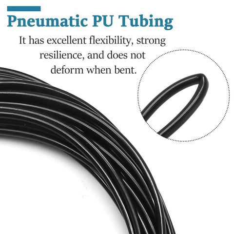 Coiled Super Flexible Black PU Air Hose One Eighth Inch OD For Air Compressor Fittings