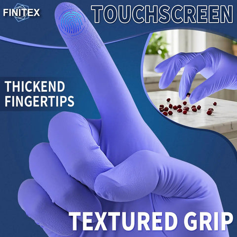Ice Blue Nitrile Exam Gloves 3.2mil Thick 1000 Count Powder Free Latex Free Medical Grade Gloves, textured fingertips, touchscreen use.