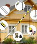 Telescoping Gutter Cleaning Kit With 16Ft To 24Ft Reach From The Ground, 360 Degree Rotating Metal Nozzle, Extension Pole, Hose Attachment