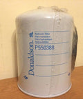 Truck Grade Hydraulic Filter Spin On P550388 For Your Rig Keeps Your Hydraulic System Clean And Protected Easy Install Replacement Part For Heavy Equipment And Work Trucks, white spin-on filter on table.