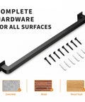 Rock Solid Black Wrought Iron Indoor Stair Handrail With Heavy Duty Square Tube Safety Railing and Sleek Matte Finish for Hallway Protection and No Sweat Diy Upgrades with complete hardware kit.