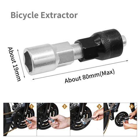 Bicycle crank extractor from Six Piece Bicycle Repair Tools Kit For Mountain And Road Bikes, used for sprocket removal.