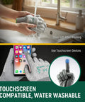 Heavy Duty Cut Resistant Gloves Level 4 EN388 Certified being washed and used on touchscreen, comfortable and breathable fit