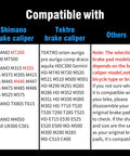 Compatibility list for Four Pairs Bike Brake Pads With Essential Installation Tools For MTB Disc Brakes, includes Tektro Shimano models.