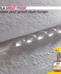 Water beads on a cement joint treated with Top Shelf Water Based Grout Sealer Spray For Tile And Stone Heavy Duty Stain Shield.