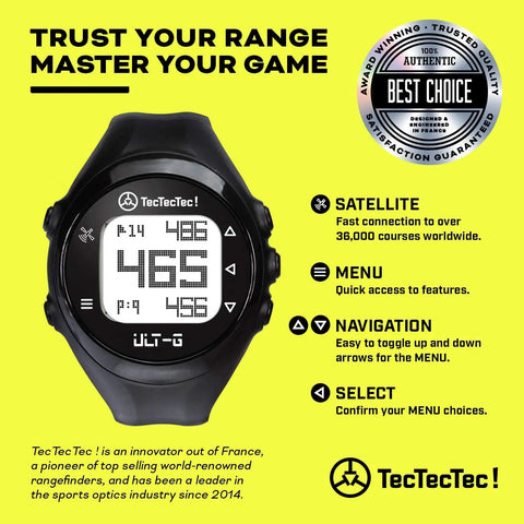 ULT-G Golf GPS Watch With Front Center Back Distances Hazards 38 Thousand Plus Courses Preloaded No App Needed On Course.