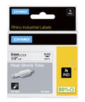 Heavy Duty Industrial Heat Shrink Label Rolls, 1/4 Inch Tube With Black Print On White packaging design for industrial use.