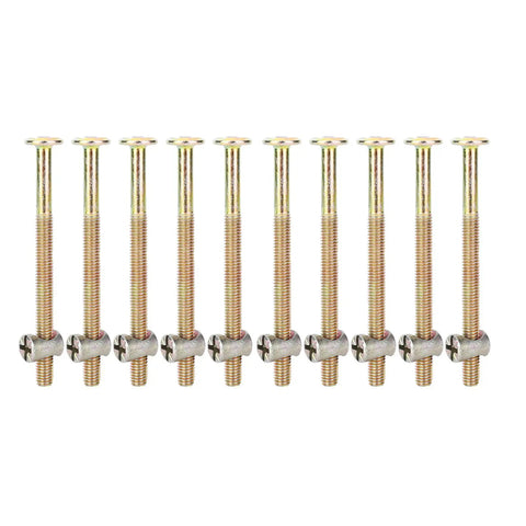 Heavy Duty M6 X 80mm Bunk Bed Replacement Hardware Kit 10 Sets Carbon Steel Hex Bolts displaying ten steel hex bolts with nuts.