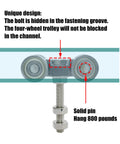 Heavy Duty Four Wheel Trolley Assembly With Silent Bearings And Hidden M10 Bolt for 1-5/8 Inch or Taller Strut Channel pack of 2 silver