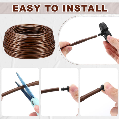 328 Foot Quarter Inch Drip Irrigation Tubing Kit With Six Inch Emitter Spacing, easy installation demonstration with connectors