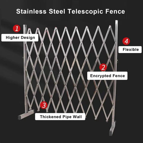 Heavy Duty Mobile Folding Security Gate Smooth Rolling Stainless Steel Access Control Barrier For Garages Warehouses And Job Sites Pop Up Crowd Control Fence Built Like A Tank Legit Pro Grade Protection 100 X 120 Cm with flexible design