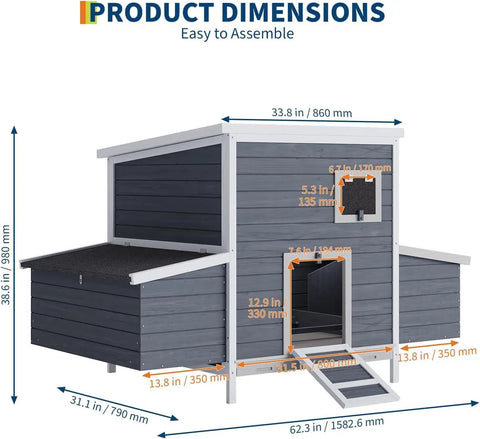Sturdy Wooden Chicken Coop With Two Nesting Boxes And Lockable Doors Weatherproof Roof Dual Purpose Rabbit And Duck Hutch