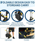 Foldable Stair Climbing Dolly For Heavy Loads, Rugged Hand Truck With 770 Lb Capacity showing step-by-step folding process.