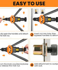 Step-by-step guide using Replacement Mandrel for Rivet Nut Tool Kit and Manual Rivet Nut Gun with Nose Pieces Metric M10.