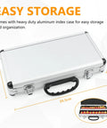 Aluminum storage case for 24 Piece Router Bit Set With 1 Quarter Inch Shank Tungsten Carbide Tips For Beginners And Pros Includes Aluminum Storage Case Durable Woodworking Tools For Cabinets Doors Shelves Boxes And More.