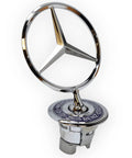 Mercedes Benz Hood Emblem Badge Chrome and Blue Laurel Wreath for Vehicle Replacement, Genuine Star Emblem 140-880-02-86